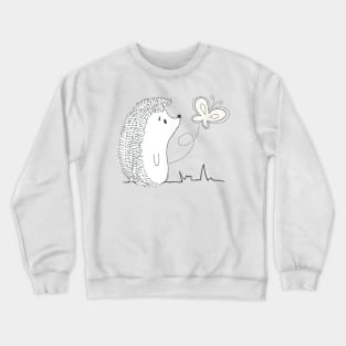 Cute Vintage Hedgehog Butterfly Art Crewneck Sweatshirt